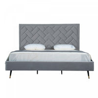 Crosby Modern Upholstered Velvet King Bed in Gray 