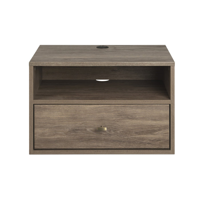 Floating Shelf with Drawer – Drifted Grey