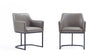 Serena Modern Metal Vegan Leather Armchair in Taupe - Set of 2 Dining Chair 