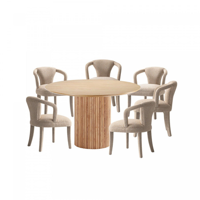 Hathaway and Palmer Modern Industry Chic 7-Piece Dining Set in Ivory and Natural Dining Room Set 