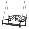 Outsunny 50\"l Steel Porch Swing Fleur-de-lis Patio Swing Chair Hanging Bench Outdoor 2-person Glider