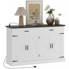 HOMCOM 55" Farmhouse Sideboard Buffet Cabinet with 4 Barn Doors White