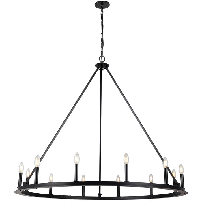 Dainolite Colby 12 Light Chandelier Matte Black Lamp