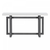 Ethan 59.1'' Triple Rectangle Design Painted Entryway Table with Pine Wood Legs,White Sofa Table  