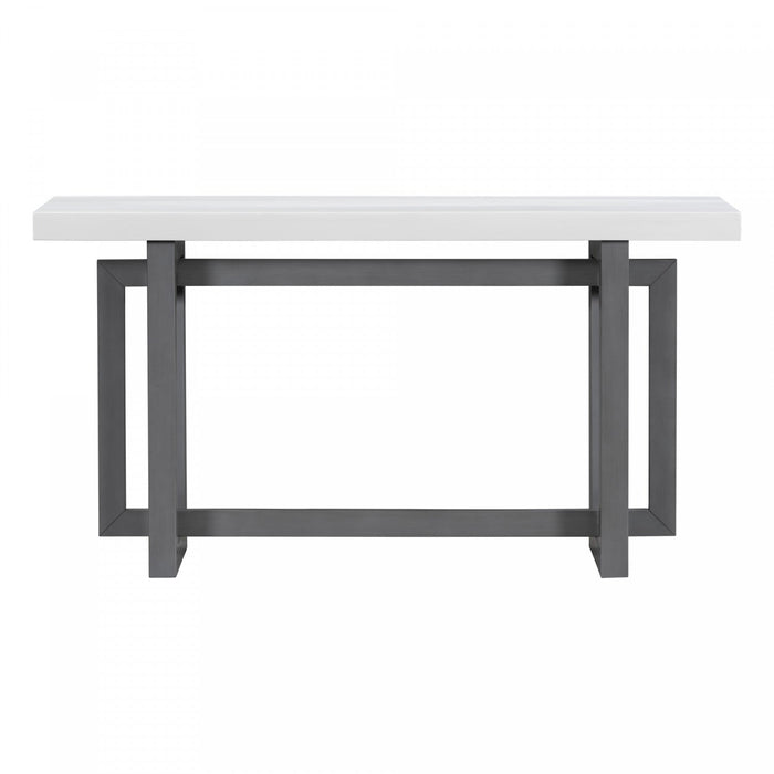 Ethan 59.1'' Triple Rectangle Design Painted Entryway Table with Pine Wood Legs,White Sofa Table  