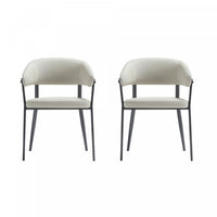 Belle Modern Metal Upholstered Dining Chair in Oatmeal - Set of 2