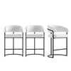 Augusta Modern Metal Upholstered Counter Stool in White - Set of 3 
