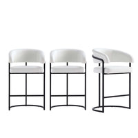Augusta Modern Metal Upholstered Counter Stool in White - Set of 3 