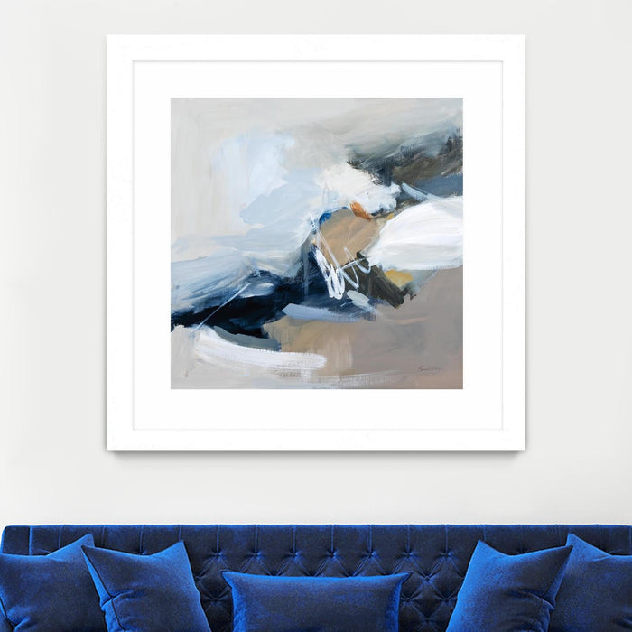 \"Surfacing\" Matted and Framed White 36x36 Wall Art