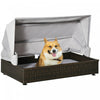 Pawhut Wicker Dog House, Elevated Pet Sofa, Rattan Cat Bed, Indoor Outdoor Use, For Garden Patio Wit