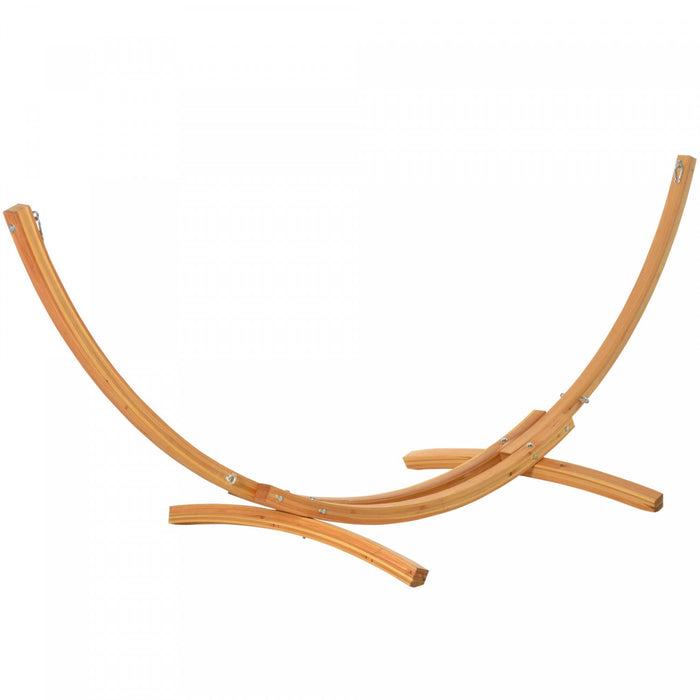 Outsunny 11' Wooden Hammock Stand Universal Garden Picnic Camp Accessories, Curved Arc Design Stand,