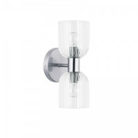 Dainolite Vienna 2 Light Incandescent Wall Sconce Polished Chrome Clear Ribbed Glass Lamp