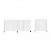 Abbey Modern 2-Piece Buffet and Accent Cabinet in White 