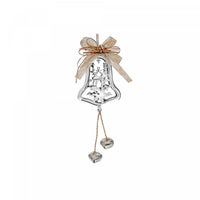 Metal Bell Shaped Ornament with Reindeer Silver - Set of 6 Christmas Ornaments