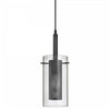 Dainolite Percy 1 Light Pendant Matte Black Finish Clear Glass Lamp