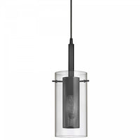 Dainolite Percy 1 Light Pendant Matte Black Finish Clear Glass Lamp