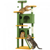 PawHut 63" Cat Tree, Cat Tower for Indoor Cats with Scratching Posts, Cat Condos, Bed, Platforms, Ramp, Toy Ball, Cat Activity Center, Green