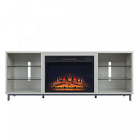 Brighton Modern 2-Piece Electric Fireplace in Black and Beige 