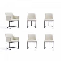Serena Modern 6-Piece Dining Set in Ivory Dining Chair 