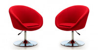 Hopper Modern Upholstered Swivel Lounge Chair in Red - Set of 2 Accent Chair 