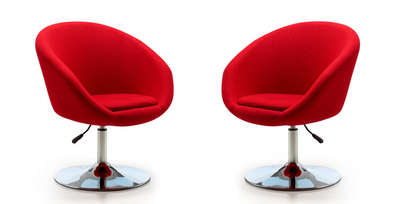 Hopper Modern Upholstered Swivel Lounge Chair in Red - Set of 2 Accent Chair 