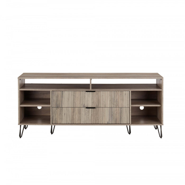 Dumbo Modern 63\" Fluted TV Stand in Rustic Gray 