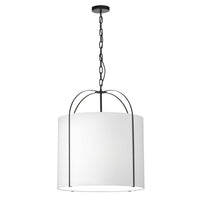 Dainolite Quincy 3 Light Pendant Matte Black White Shade Lamp