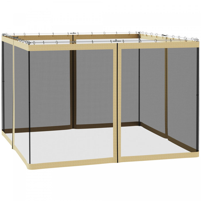 Outsunny Replacement Mosquito Netting For Gazebo 10' X 10' Black Screen Walls For Canopy With Zipper