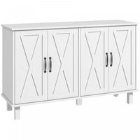 HOMCOM Coffee Bar Cabinet, Buffet Sideboard w/ Barn Doors, Adjustable Shelf