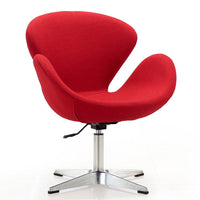 Manhattan Comfort Raspberry Polished Chrome Wool Blend Adjustable Swivel Chair - Red