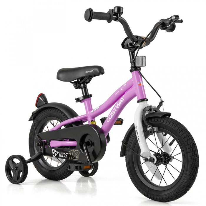 Costway 12" Kids Bike For 3-4 Years Old Boys & Girls With Adjustable Seat Handbrake Reflectors Purple