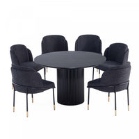 Flor and Hathaway Modern Industry Chic 7-Piece Dining Set in Black 