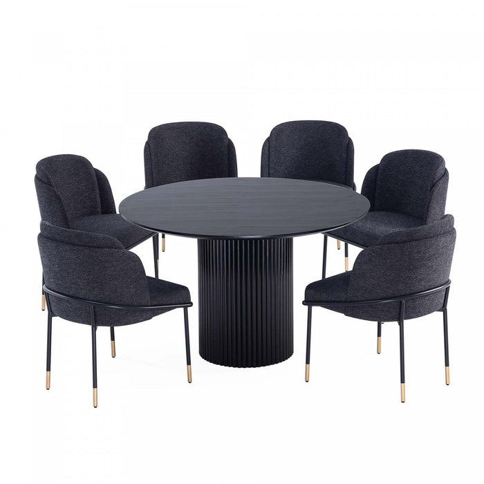 Flor and Hathaway Modern Industry Chic 7-Piece Dining Set in Black 