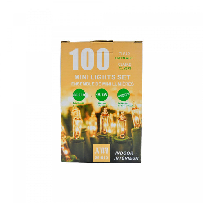 100 Lt Indoor Mini Light Set Clear Bulbs - Set of 2 Christmas Lights