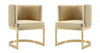 Aura Modern Velvet Metal Dining Chair in Sand - Set of 2 