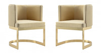 Aura Modern Velvet Metal Dining Chair in Sand - Set of 2