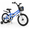 Costway 18" Kid's Bike With Removable Training Wheels & Basket For 4-8 Years Old Blue