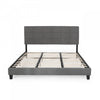 Lucia Upholstered Platform Bed Frame With Tufted Waffle Stitching,king Size,charcoal King Bed 