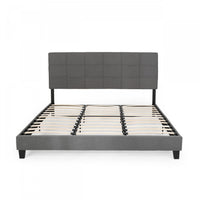 Lucia Upholstered Platform Bed Frame With Tufted Waffle Stitching,king Size,charcoal King Bed 