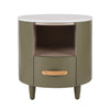 Olivia Modern Curved Design Round Nightstand with Storage Drawer,Green  