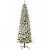 Homcom 9ft Prelit Artificial Snow Flocked Pencil Christmas Tree