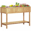 Outsunny 43.25\" X 18\" X 30\" Elevated Wooden Garden Plant Stand Outdoor Raised Natural Flower Bed 8 G