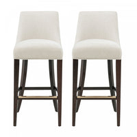 Beever Modern Chenille Wood Upholstered Barstool in Cream - Set of 2 Bar Stool 