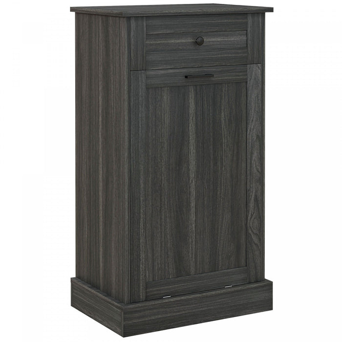 HOMCOM Tilt Out Trash Cabinet, Hidden Garbage Bin Cabinet with Drawer, Grey