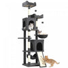 PawHut Cat Tree, 70" Multi-Level Cat Tower for Indoor with 2 Condos, 2 Plush Top Perches, Hammock, Platforms, Toy Balls, Sisal Scratching Posts and Board, Dark Grey