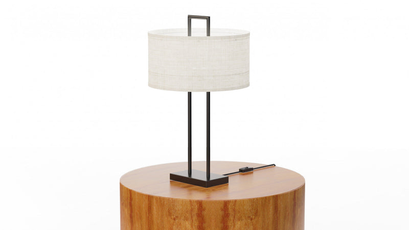 25\" Black Modern Table Lamp with Textured Shade 