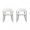 Belle Modern Metal Upholstered Dining Chair in White - Set of 2 