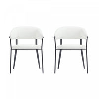 Belle Modern Metal Upholstered Dining Chair in White - Set of 2 