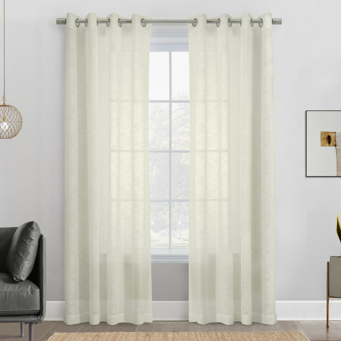 Habitat Boucle Off White Sheer Grommet Curtain Panel - 52 x 63