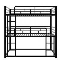 Jenny Twin Triple Space-saving Metal Bed With 3 Sleeping Levels - Black 
